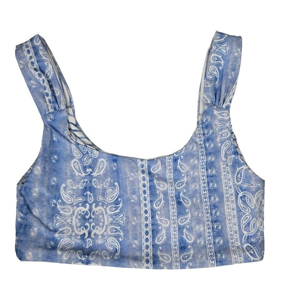 Quintsoul Reversible Striped & Paisley Bikini Top blue white Size XS - Picture 3 of 6